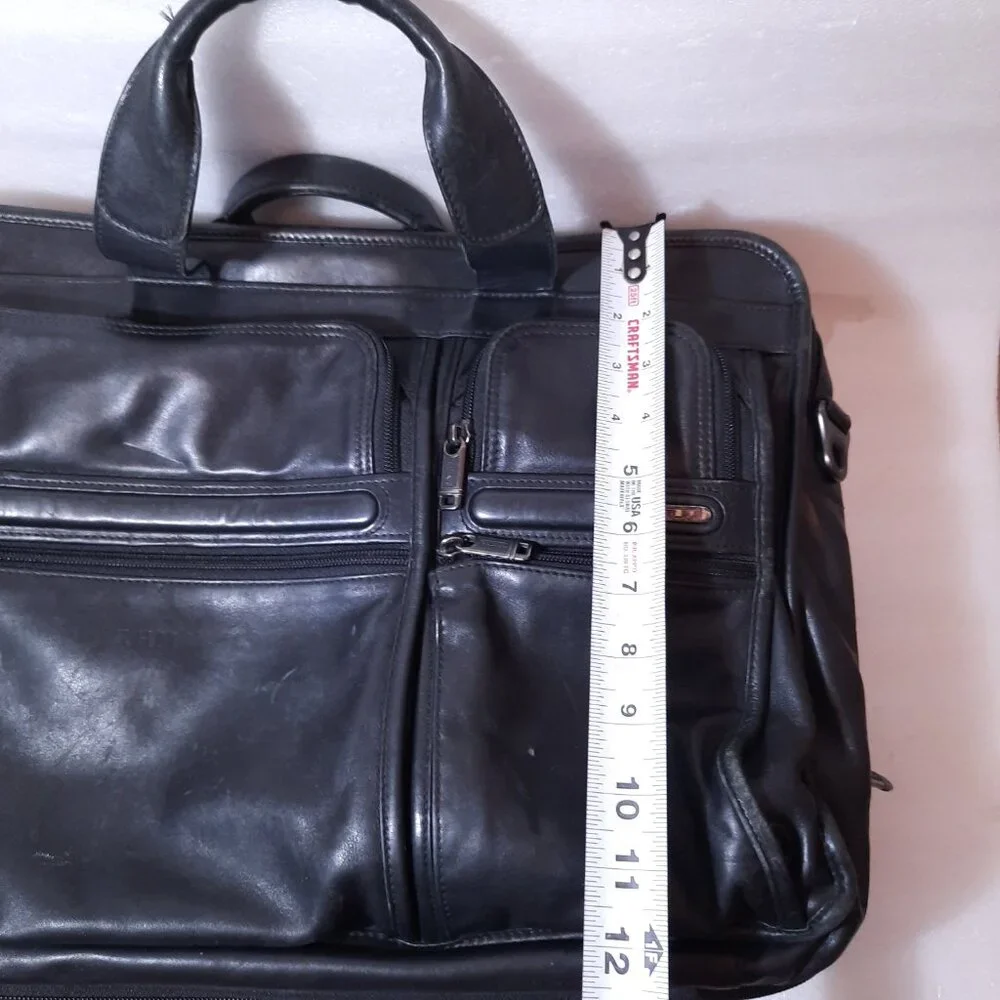 Tumi Alpha 2 Laptop Briefcase bag Black Napa Leather 96160D4 Computer distressed